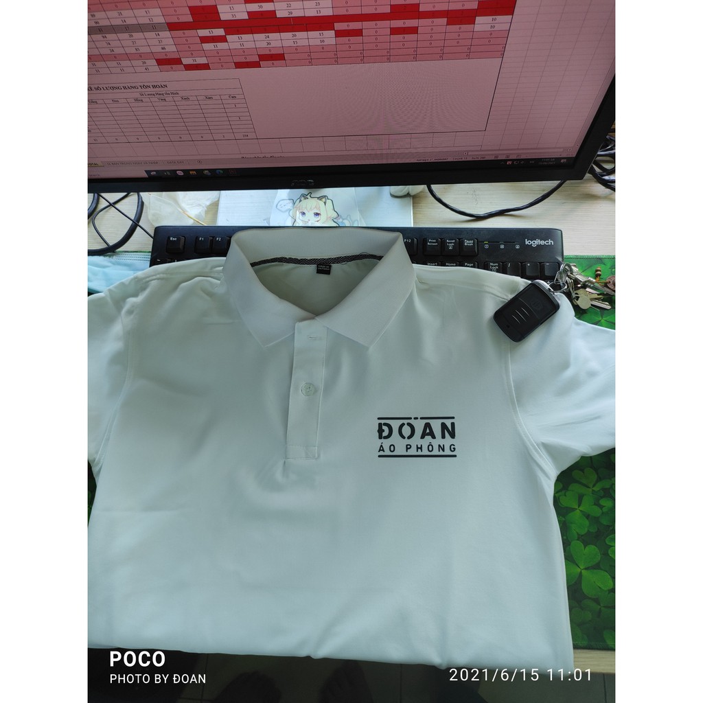 Áo Polo cổ bẻ  màu trắng đen vải cá sấu cotton phong cách trẻ trung