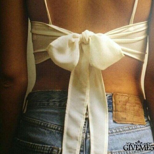 Áo hai dây nữ phối nơ hở lưng quyến rũ