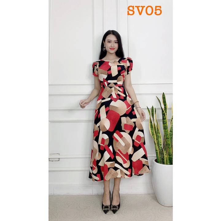 Đầm Trung Niên Sang Trọng Cao Cấp Đẹp Huy Hoàng Anh,Váy Nữ Cho Mẹ Lụa Dự Tiệc Công Sở Trên 30,40 Tuổi Qua Gối Xòe SV | BigBuy360 - bigbuy360.vn