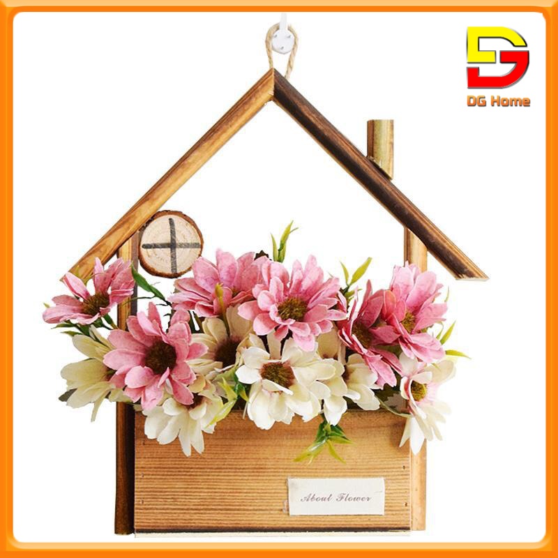 Giỏ Hoa Treo Tường Hình Ngôi Nhà Gỗ Decor Trang Trí Nhà Cửa Kích Thước 27x17.5x9.4cm TẶNG MÓC TREO