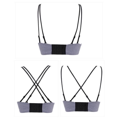 Áo lót nơ xinh xắn không gọng hoạ tiết kẻ caro độc lạ