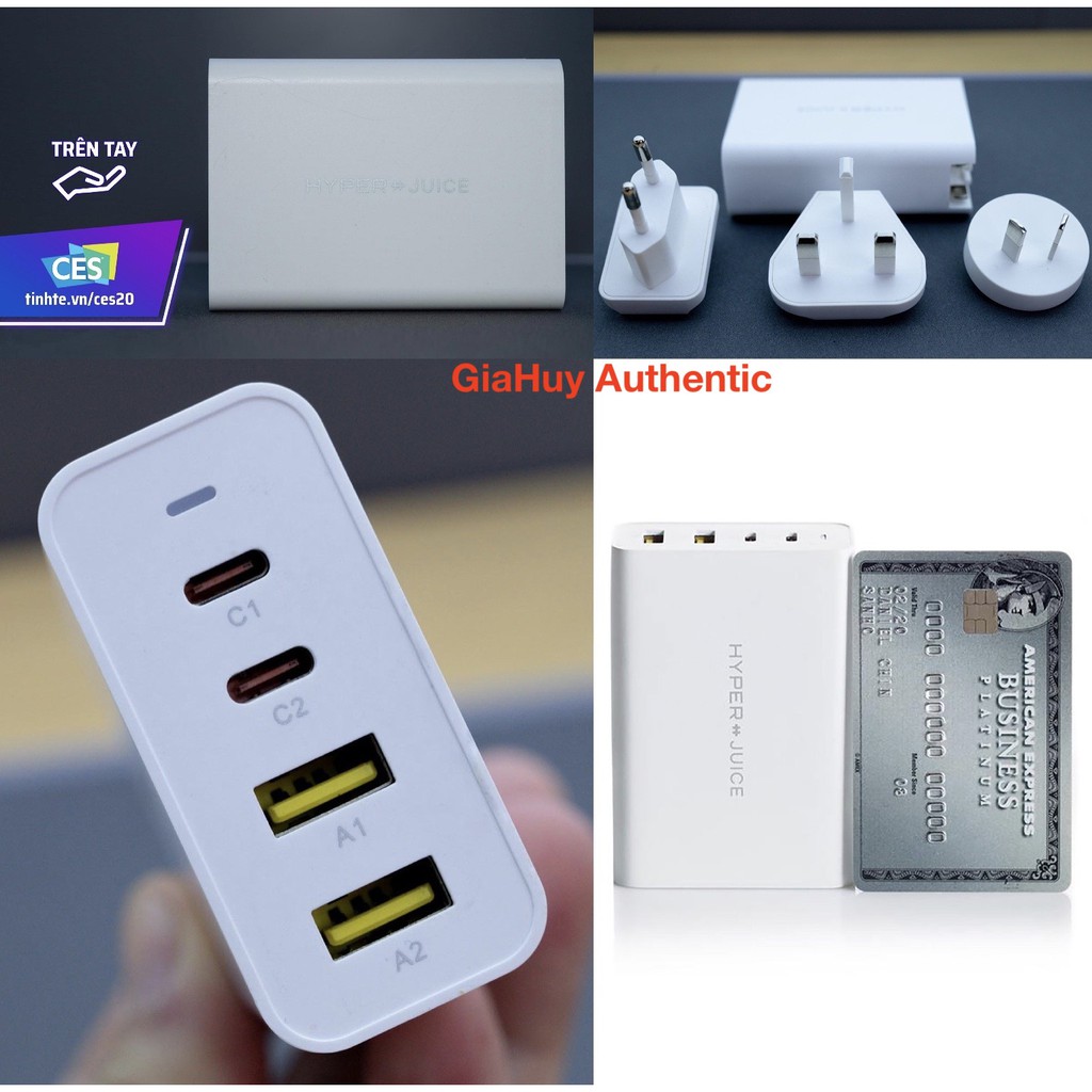 Củ sạc nhanh Macbook Pro, iPad Pro, iPhone 12, Note 10, S10 HYPERJUICE 100W GaN PD 3.0 &amp; QC 3.0