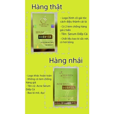 SERUM MỤN DIẾP CÁ - THIÊN NHIÊN 100% - CẢI THIỆN SAU 7 NGÀY - SERUM IGREEN