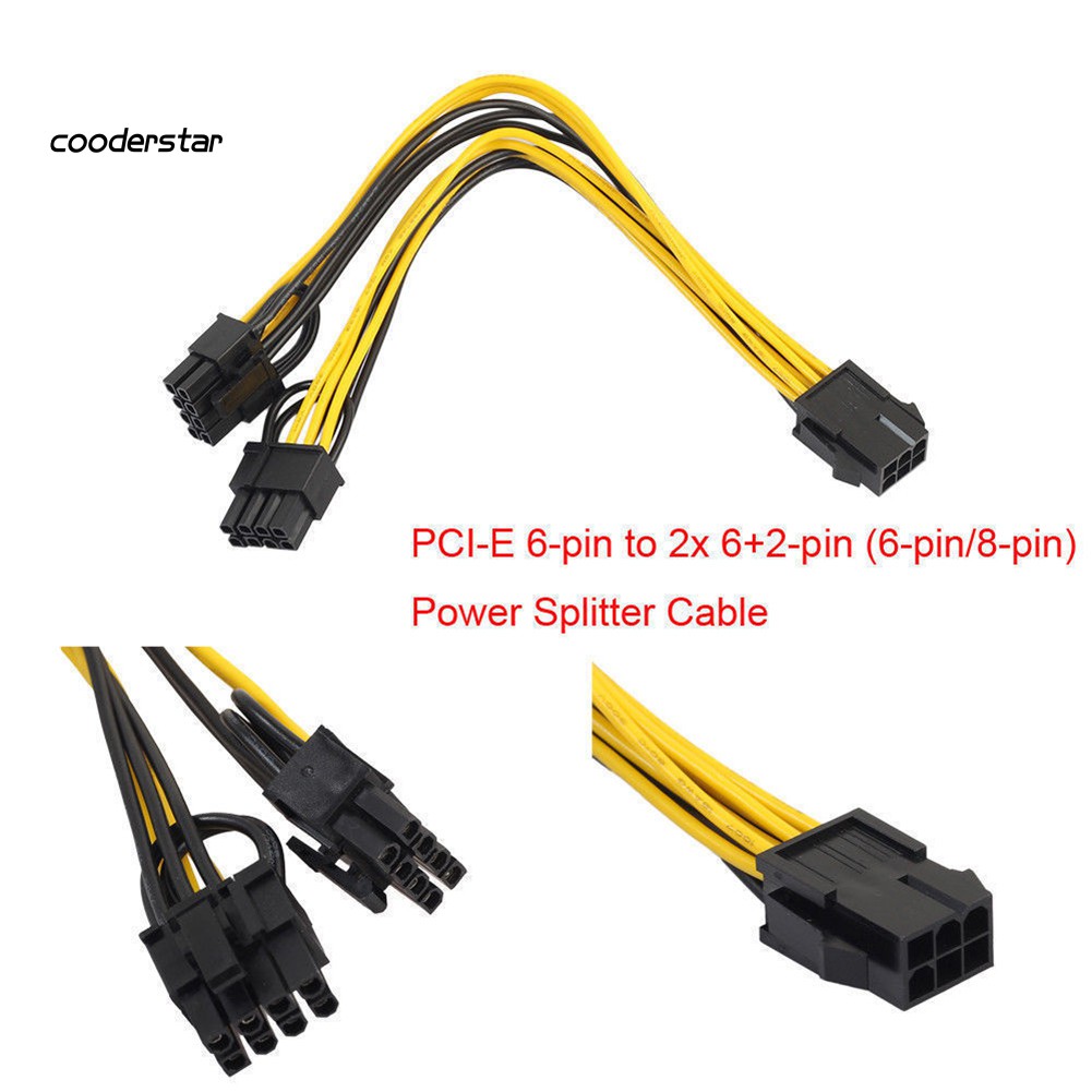 Dây cáp thẻ đồ họa Pci-E 6-chân sang 2x 8-chân Gpu