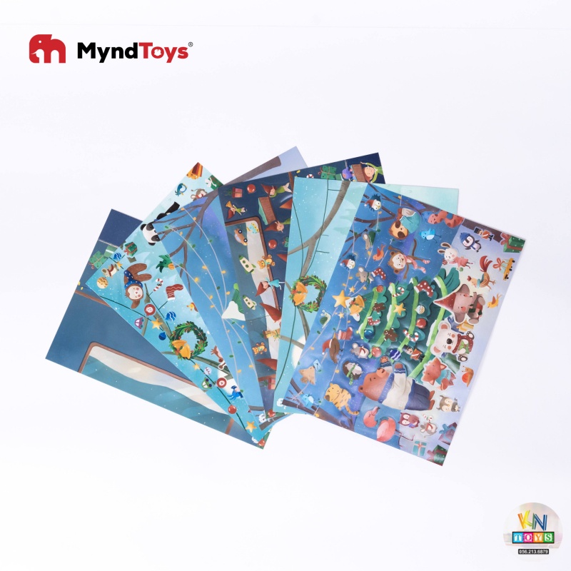 Bộ Miếng Dán Stickers Myndtoys kèm 3 tranh Cho Bé Từ 2 Tuổi