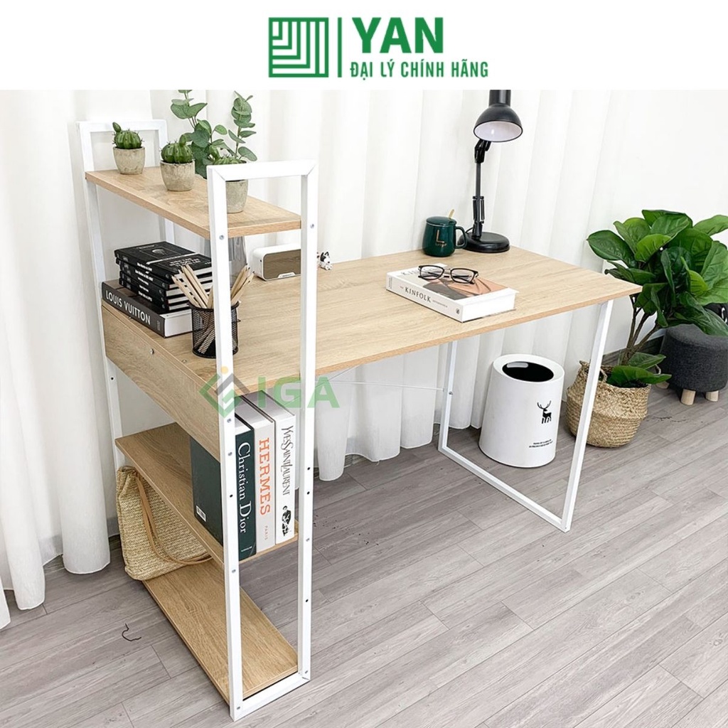 Bàn làm việc bàn máy tính bàn học kết hợp kệ sách kệ để đồ tiện lợi phong cách hiện đại tiết kiệm diện tích - gm12, gm09