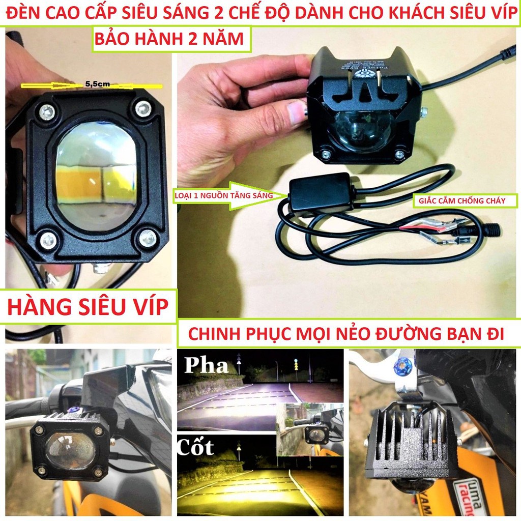 Trợ Sáng F20x 35w 2 Màu Có Vàng Pha Trắng Mẫu 2022Tặng Công Tắc