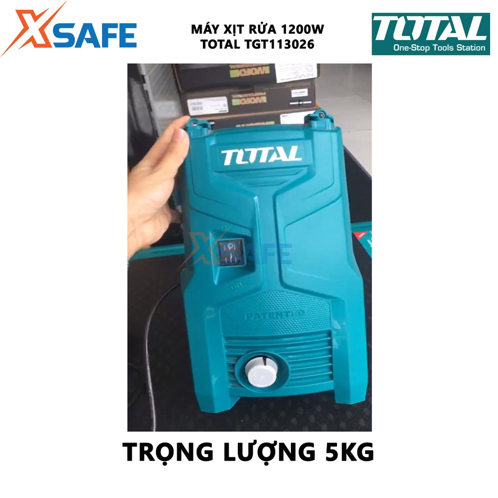 Máy xịt rửa xe cao cấp TOTAL TGT113026 công suất 1200w, điện áp đầu vào 220v, Áp lực tối đa 90Bar (1300 PSI)