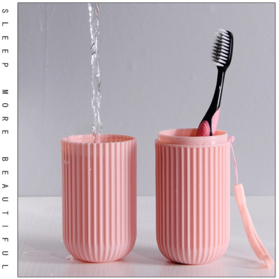 Hũ Hộp Đựng Bàn Chải Và Kem Đánh Răng Kiểu TRÒN CÓ VÂN S8 (Kiêm 2 Cốc) - Khi Đi Du Lịch, Công Tác