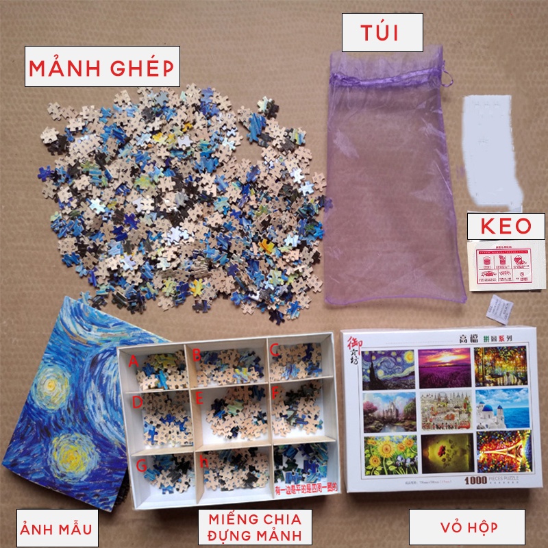 Tranh Ghép Hình 1000 Mảnh Gỗ Dành Cho Người Lớn Và Trẻ Em, Xếp Hình 1000 Miếng, Kích Thước 75x50 cm, Phát Triển Tư Duy