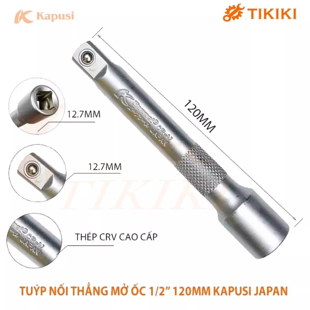 Cần Nối Tuýp Thẳng Mở Ốc 1/2 120MM Kapusi Japan Nhật Tuýp Nối Dài Khấu 1/2 Đầu Nối Tuýp