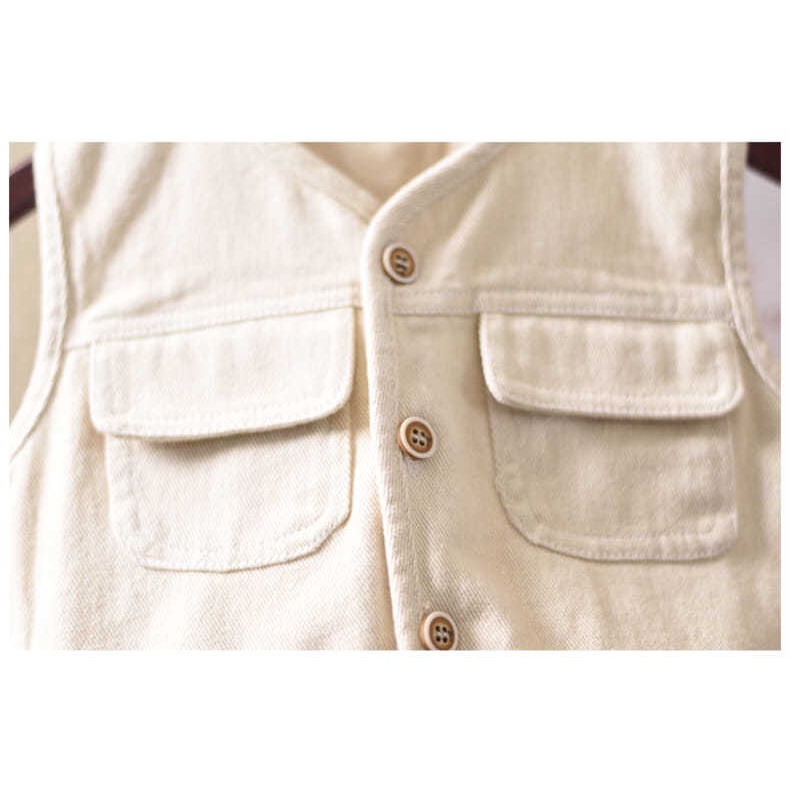 [Babycat] Hàng Có Sẵn Áo Khoác Denim Sát Nách Phong Cách Nhật Bản Hàn Quốc Nhật Bản / Hàn Quốc Thời Trang Xuân Thu Cho Bé Trai / Bé Gái