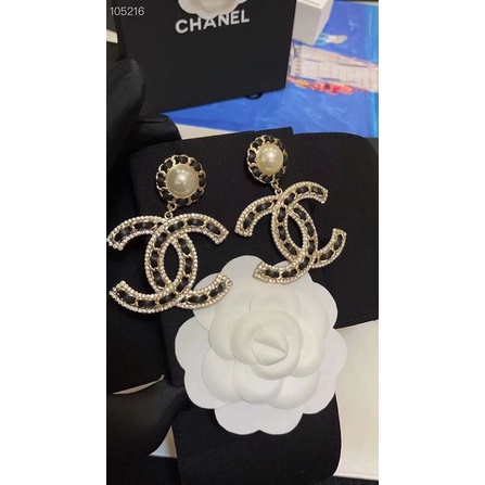 Bông Tai Chữ C Đính Ngọc Trai Nhân Tạo 22P