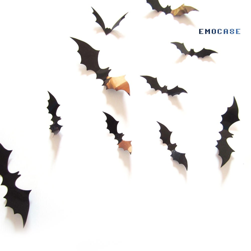 Set 12 Miếng Dán Tường Trang Trí Hình Dơi 3D DIY