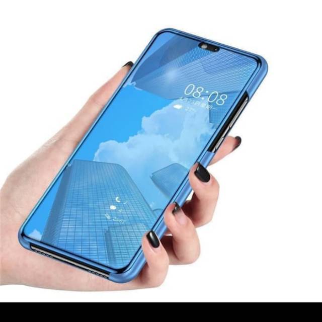 Lật Ốp Lưng Nắp Gập Màu Trơn Có Mặt Gương Phía Trước Cho Samsung Galaxy J7 Pro