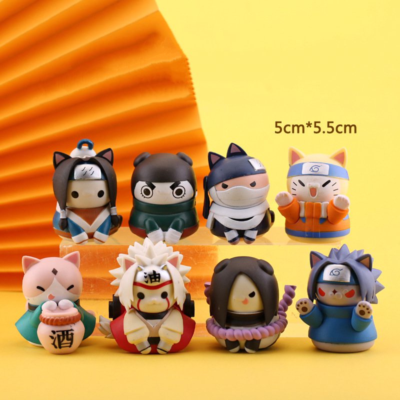 Set 8 Mô Hình Mèo Trong Naruto Kích Thước 5cm Dùng Trang Trí Bánh Sinh Nhật Độc Đáo