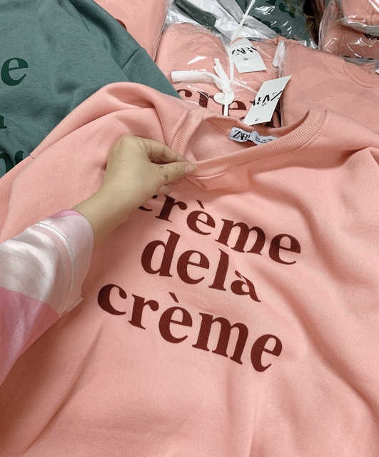 BÁN SỈ ÁO NỈ IN CHỮ " CREME " HỒNG XANH CHO NỮ | BigBuy360 - bigbuy360.vn