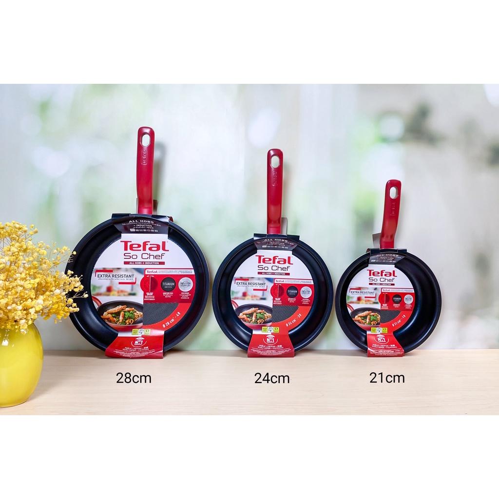 Chảo chống dính Tefal đáy từ cạn lòng 21cm - 24cm - 28cm G1350695 - Chảo Tefal Dùng Được Bếp Từ