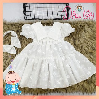 [Hàng Loại 1] Váy trắng nền hoa cho bé yêu của mẹ thêm xinh - Váy thiết kế cao cấp cho bé gái