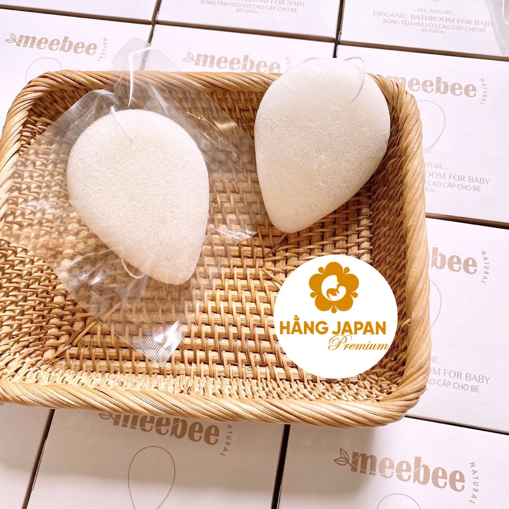 Bông tắm hữu cơ meebee Hàn Quốc siêu mềm mại cho bé làm từ bọt biển Konnyaku hàng chính hãng