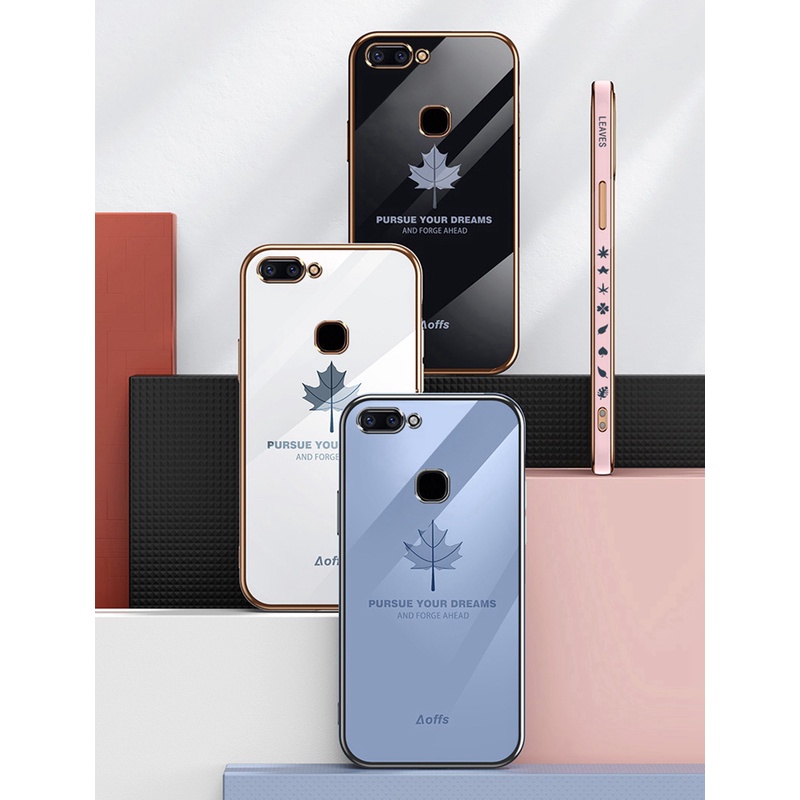 Ốp Điện Thoại Silicon Mềm Mạ Điện Hình Lá Phong Cho VIVO X20 V7 Plus + Y79 Z10 Y71 Y71i