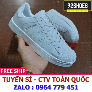 Giày super star mũi sò trắng full