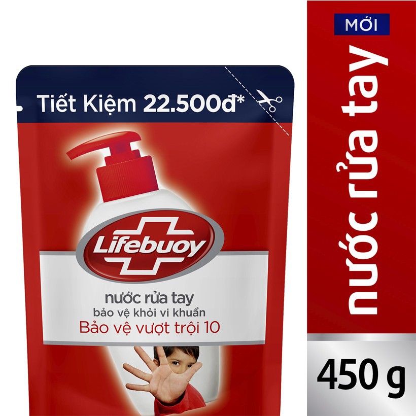 COMBO 2 túi Nước rửa tay Lifebuoy Bảo vệ vượt trội 10 (Đỏ) 450gX2