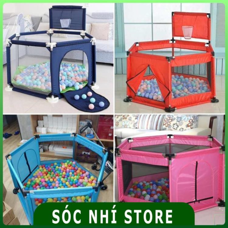 Quây Cũi Kiêm Nhà Bóng Cho Bé Khung Inox Tặng Kèm Bóng