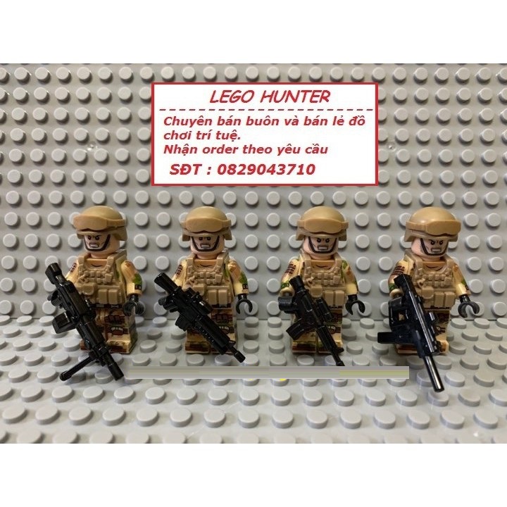 Xếp hình Army : Combo trọn bộ 4 Lính thủy đánh bộ Mỹ