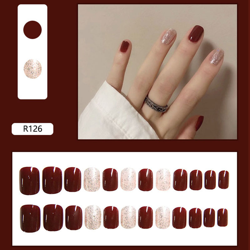 Set 24 Móng Tay Giả R121-R140 Che Phủ Toàn Diện Kèm Keo Dán