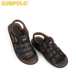 Xăng Đan Nam Da Bò SUNPOLO Đen SDA006