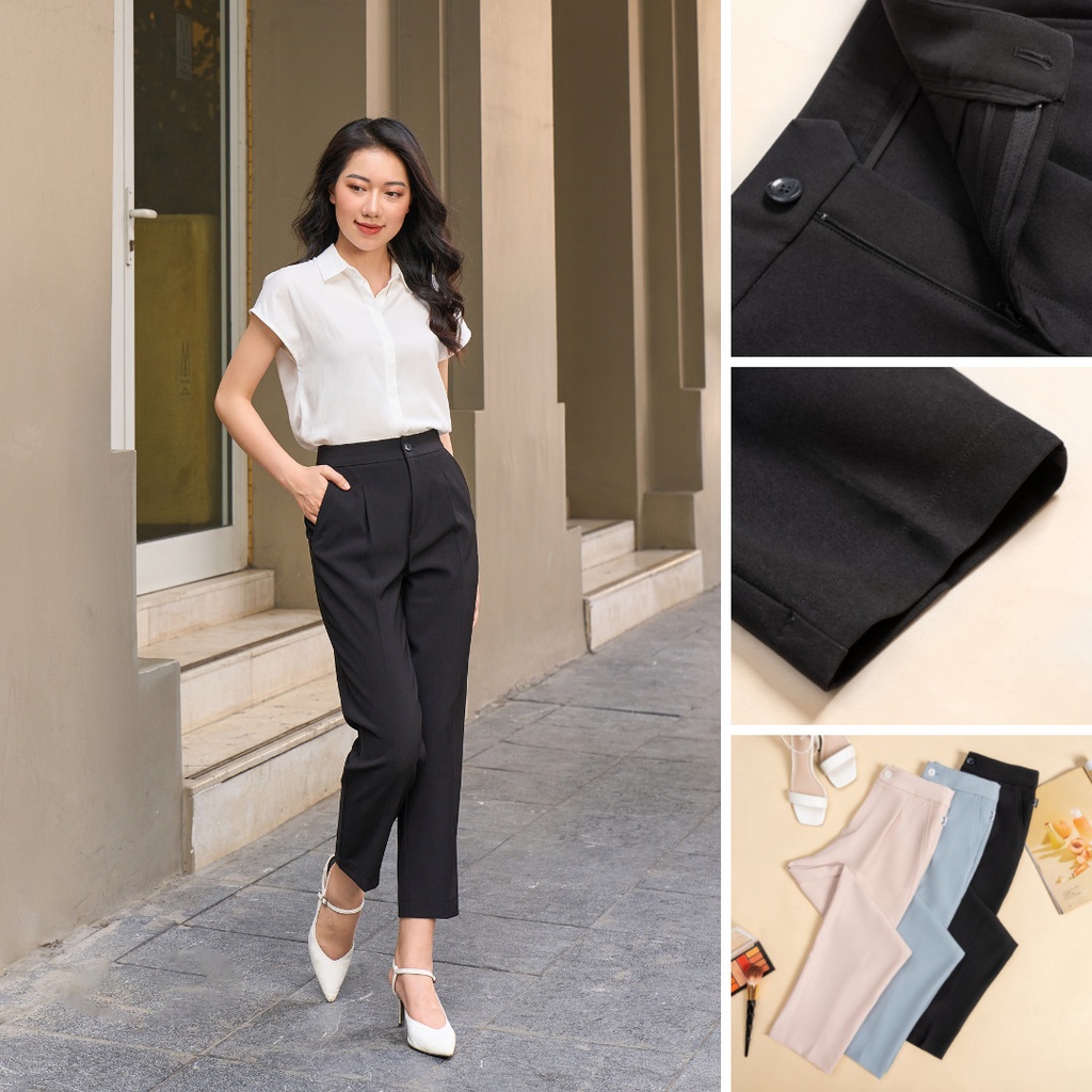Quần Baggy Nữ Lưng Cao Ống Đứng Dáng Công Sở Chất Tuýt Si Không Nhăn QAN5162