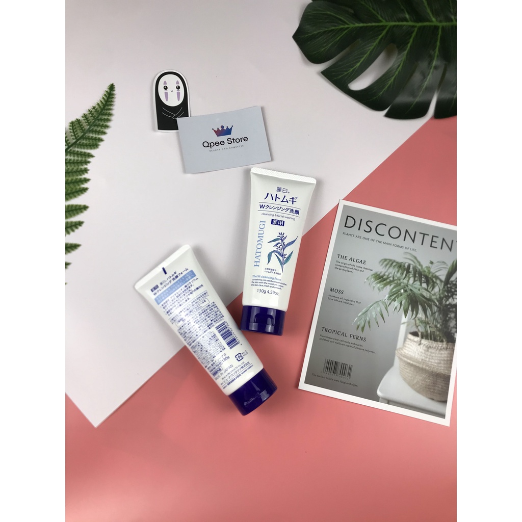 Sữa rửa mặt trắng da Hatomugi Cleansing Foam hạt Ý Dĩ Màu Trắng 130g/170g - QPEE STORE