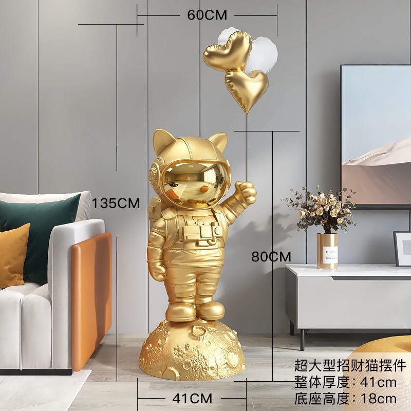 Mô hình tượng gấu phi hành gia cầm bóng tim
