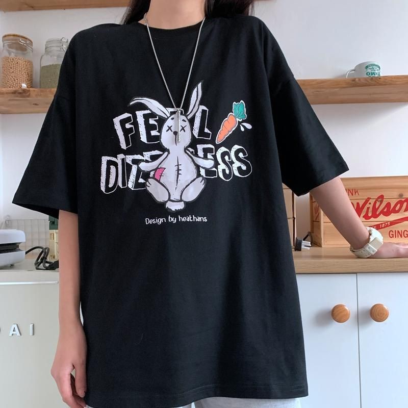 Áo Thun tay lỡ Unisex thỏ cà rót