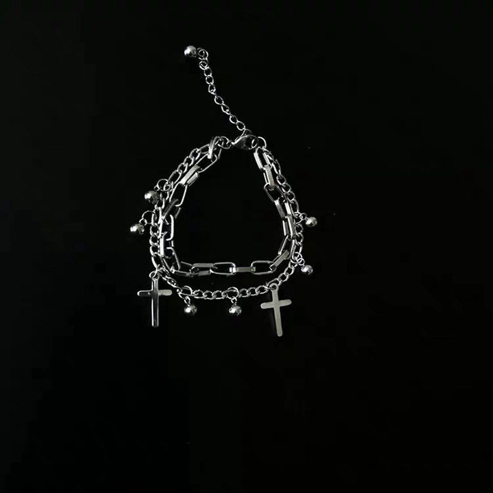 Vòng tay hợp kim gắn lục lạc thánh giá phong cách Hàn Quốc unisex