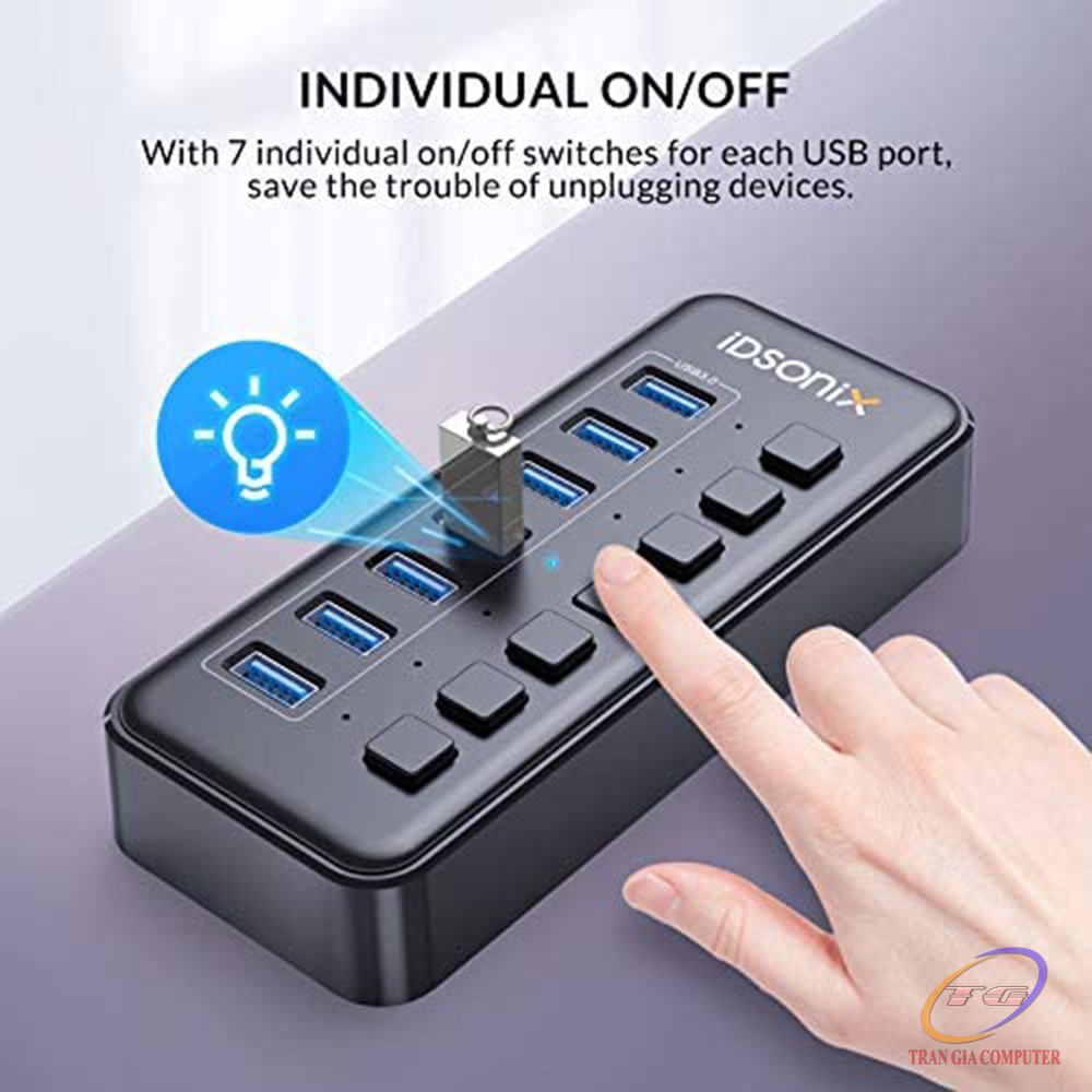 HUB Usb 7 cổng iDsonix-IBU3-7A-BK-BP