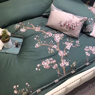 Lụa thêu cao cấp hoa đào 4 món