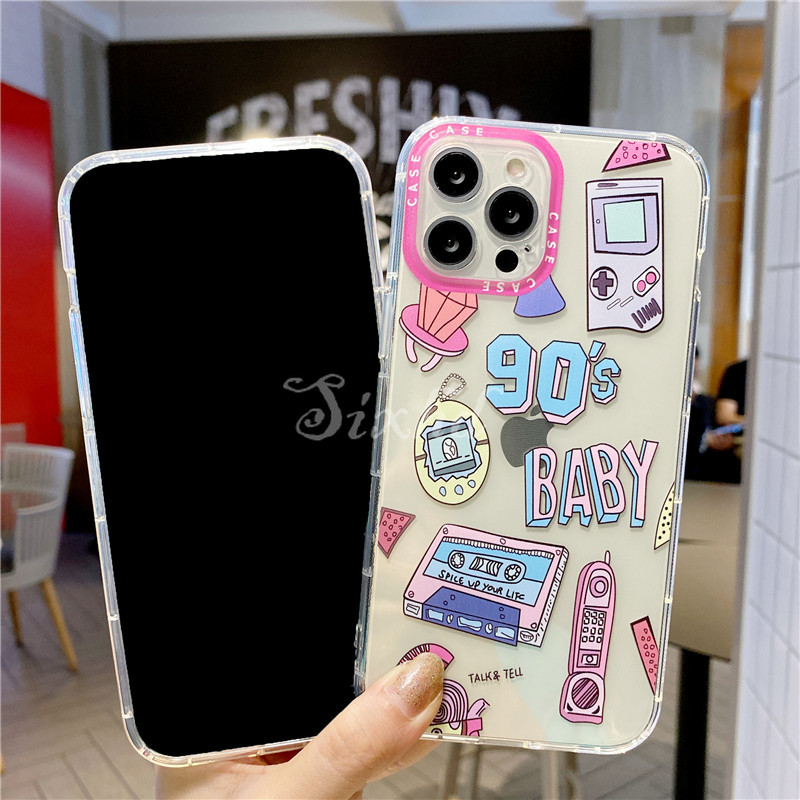 Ready Stock iphone 12 11 Pro Max SE 2020 12 Mini X Xr Xs Max 8 7 6s 6 Plus Phone Case Pink Game Transparent Shell Silicon Soft TPU Fashion Casing Protection Anti-fall Back Cover