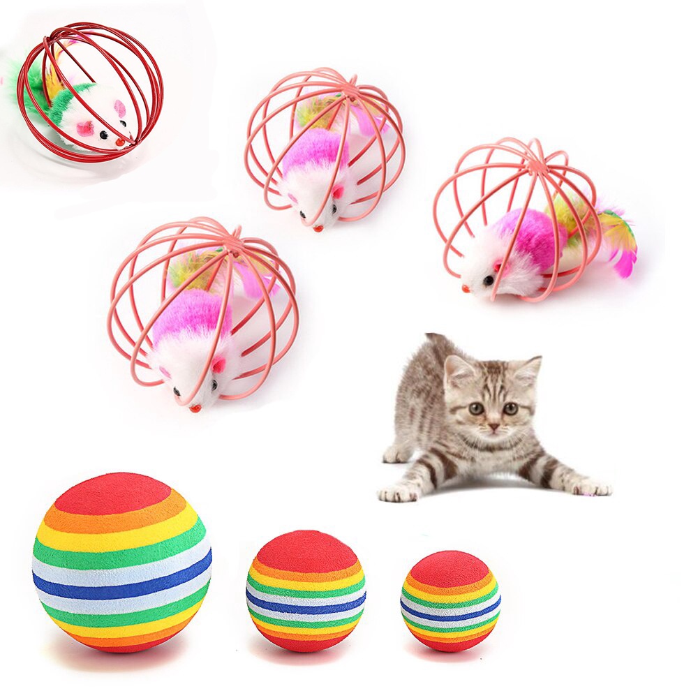 Quả bóng cầu vồng đồ chơi giúp tương tác/ cào móng cho thú cưng mèo và cún lớn nhỏ