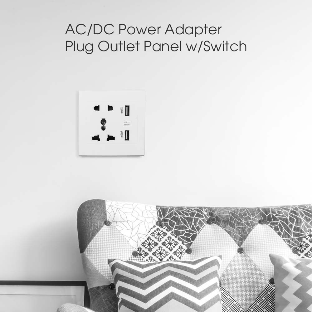 Ổ cắm điện gắn tường 2 cổng USB đa năng chất lượng cao