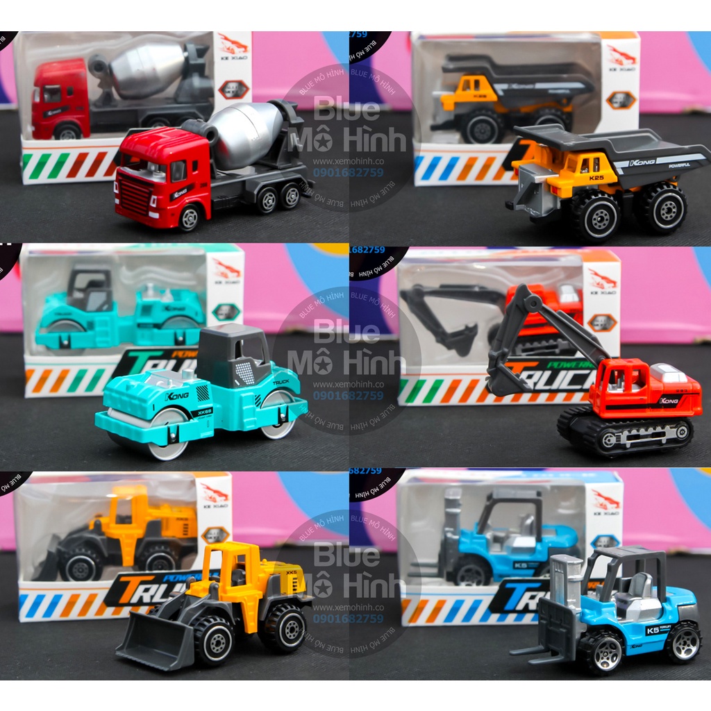 Blue mô hình | Xe mô hình công trình bằng kim loại nhiều mẫu 1:64