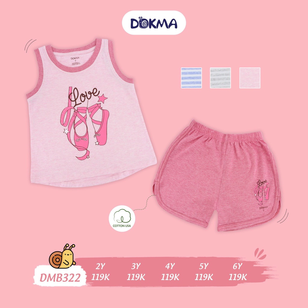 (2-6Y) Bộ ba lỗ / sát nách cotton cho bé - DOKMA