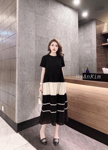 Váy bầu cotton cao cấp💕thiết kế sang chảnh💕đầm bầu chất cotton siêu đẹp, mát mềm mịn💕Free size 43~72kg