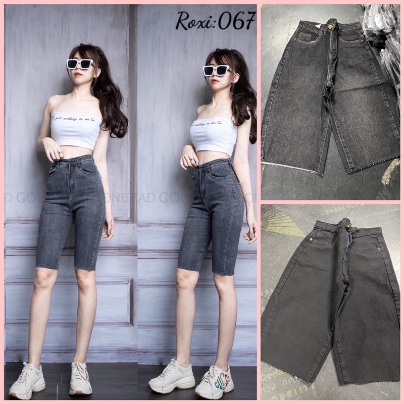 Quần jean Lửng nữ cạp cao Unisex❤chất bò dày  phai màu, không co giãn❤Hàng Quảng Châu Cao Cấp Jeans Short