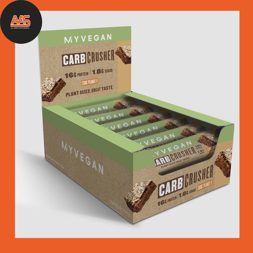 PROTEIN BAR - MYPROTEIN - VEGAN CARB CRUSHER - 12 THANH - 100% protein từ thực vật hàm lương chất xơ