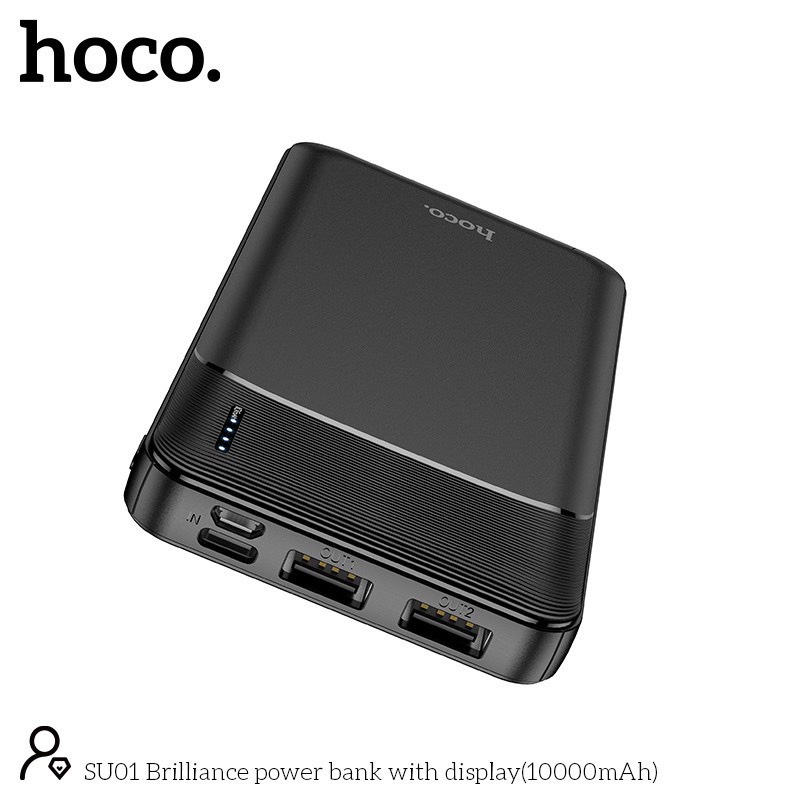 Pin sạc dự phòng SU01 đèn báo pin, 2 cổng ra, tích điện dung lượng 10000mAh - Chính hãng
