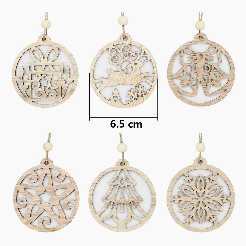 Set 6 Phụ Kiện Treo Trang Trí Giáng Sinh Bằng Gỗ DIY