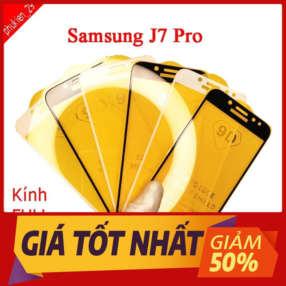 Kính cường lực Samsung J7 Pro , Kính cường lực full màn hình, Ảnh thực shop tự chụp, tặng kèm bộ giấy lau kính