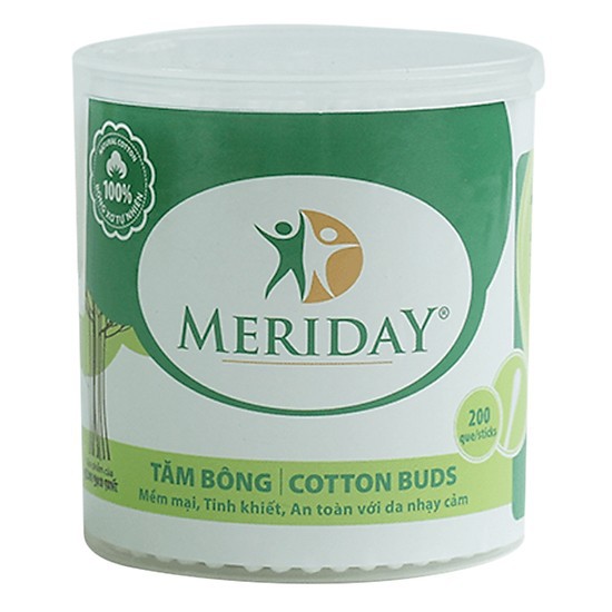 Tăm Bông Meriday (Bạch Tuyết) Hộp 200 Que - YuNi Shop